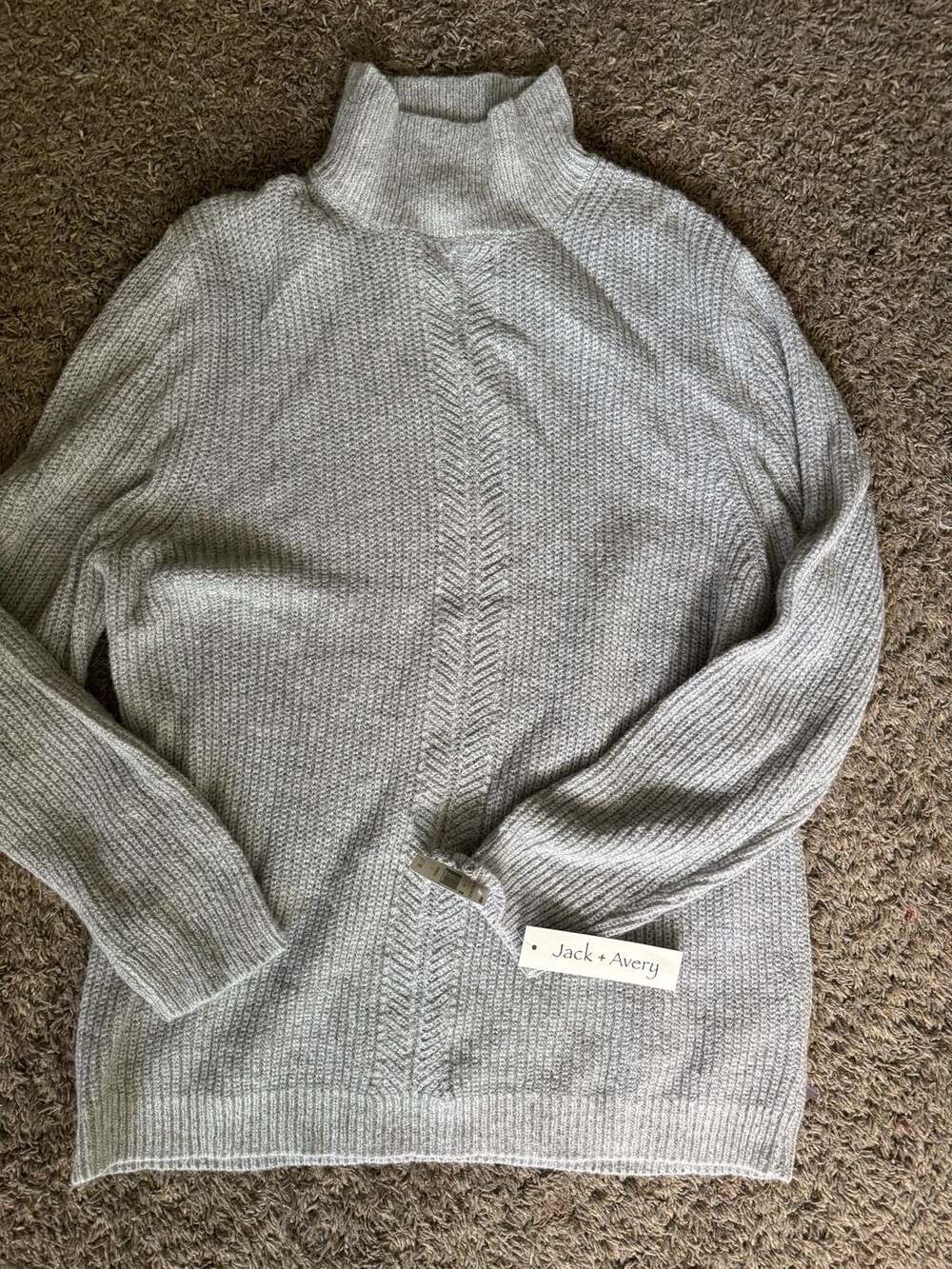 Jack + Avery Women's XL Gray Mockneck Ribbed Pullover Sweater